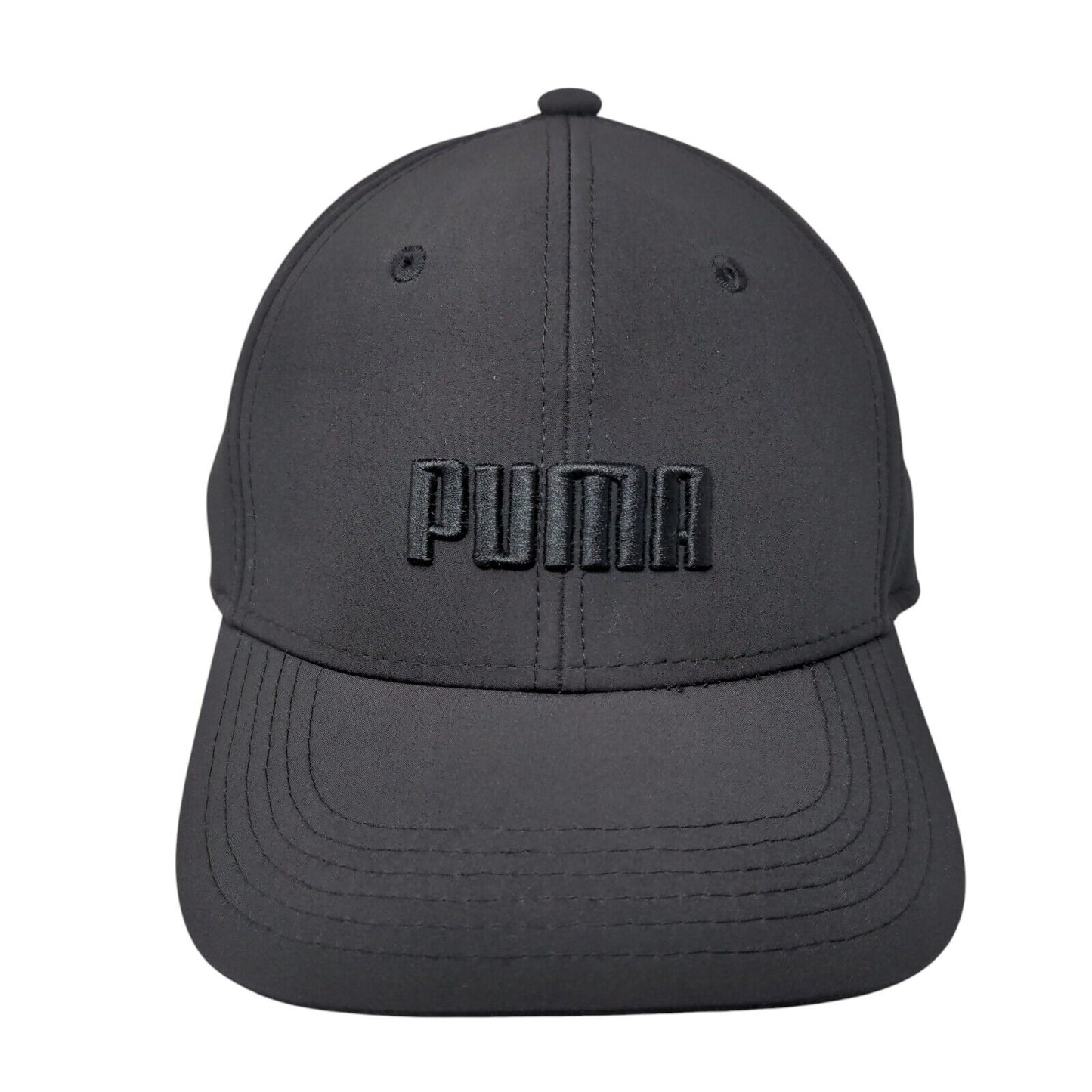 PUMA Stretch Fitted Hat Black L/XL Lightweight Embroidered Logo Vented Holes