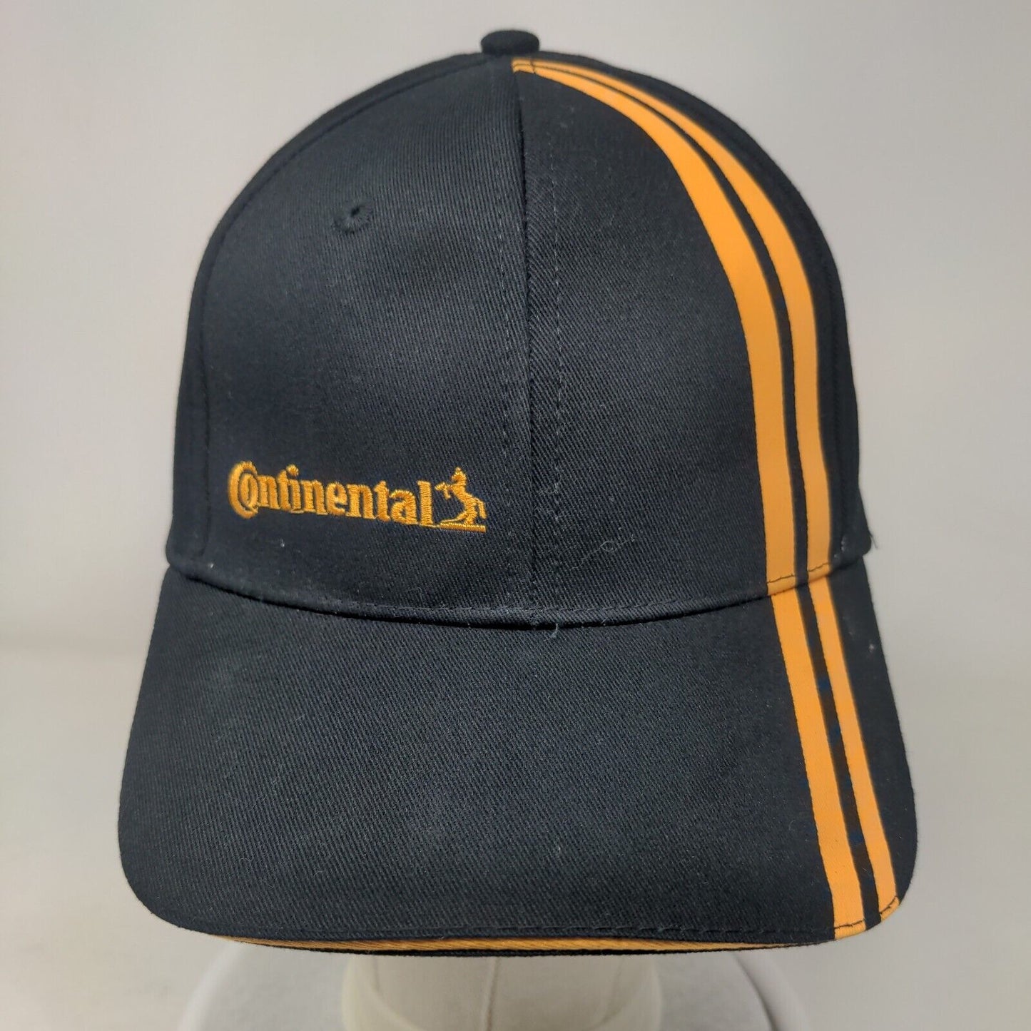 Continental Snapback Hat Black One Size Embroidered Striped Trim
