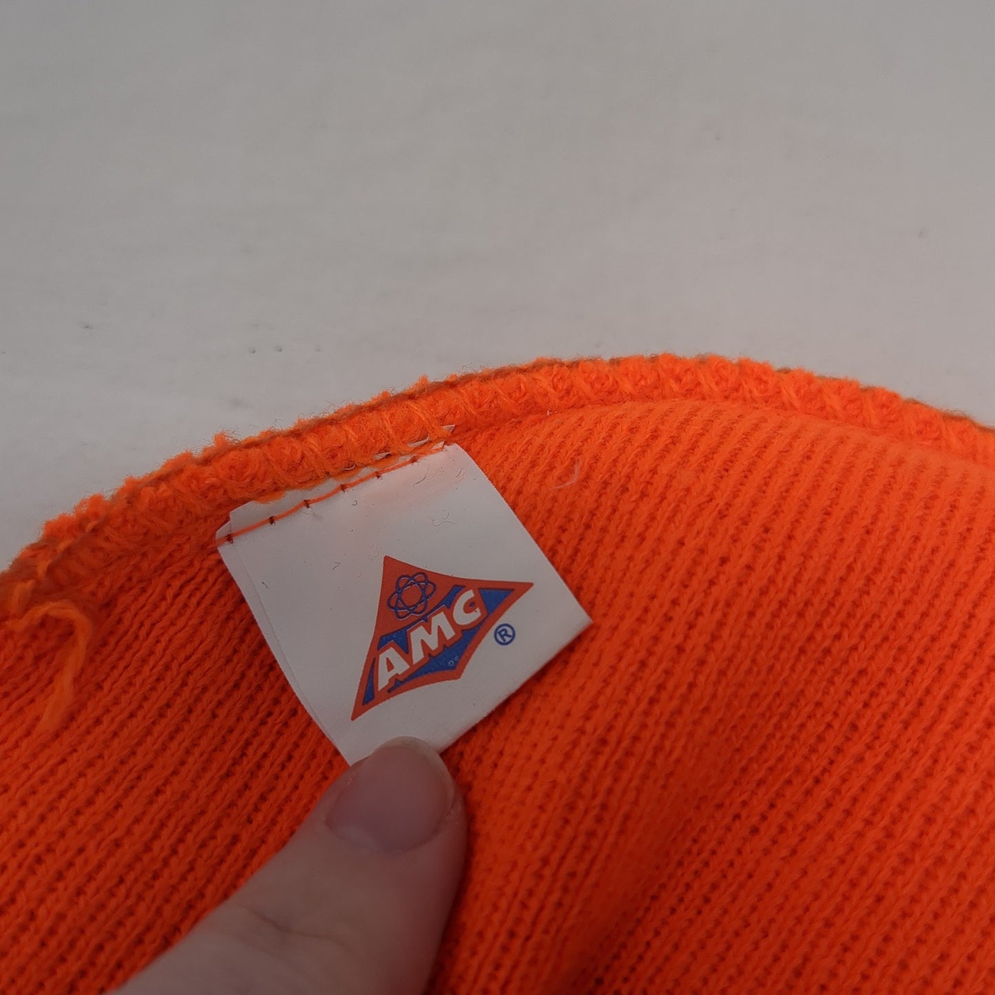 Meet Me In St. Louis Beanie Hat Orange One Size Stretch Knitted Embroidered AMC