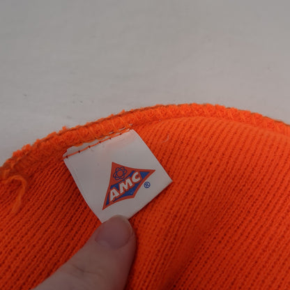 Meet Me In St. Louis Beanie Hat Orange One Size Stretch Knitted Embroidered AMC