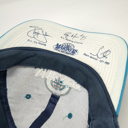 Seattle Mariners MLB Snapback Hat Blue OSFM 1995 AL West Champions Signatures