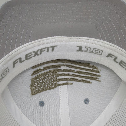 Flexfit Trucker Hat Gray One Size Quanta Services Distressed US Flag Snapback