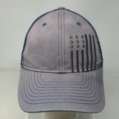 American Flag Snapback Trucker Hat Blue One Size Adjustable Mesh Back Patriotic