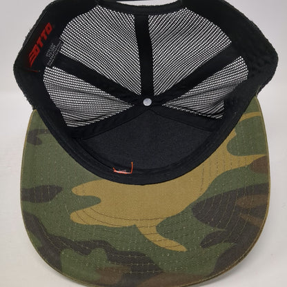 OTTO Trucker Hat Green Orange One Size Camo Mesh Snapback Moto Embroidered Logo