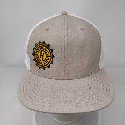 Hopworks Brewery Snapback Trucker Hat Tan OSFM Adjustable Mesh Back Otto