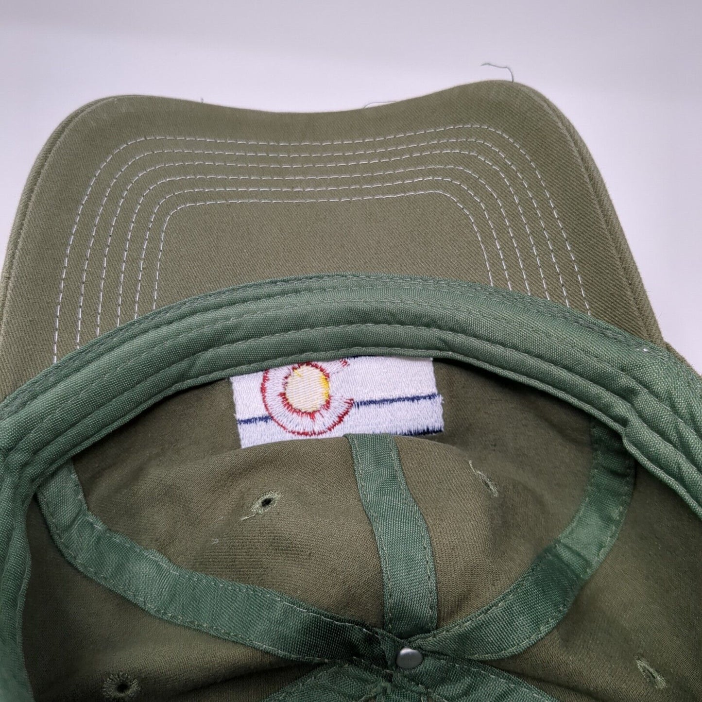 Colorado Flag Strapback Hat Green One Size Adjustable Embroidered