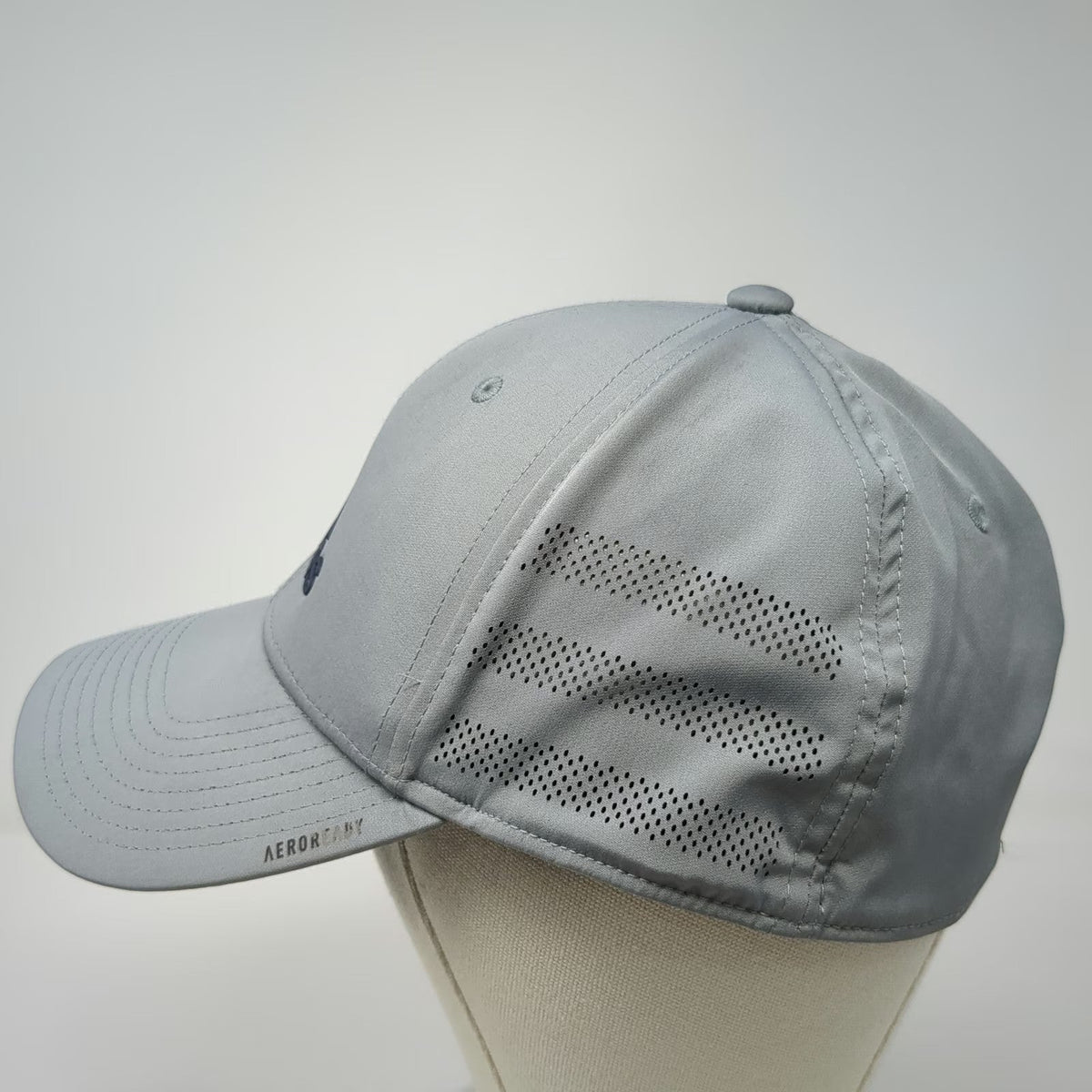Adidas Baseball Cap Gray XL Aeroready Perforated Performance Polyester Tech Hat