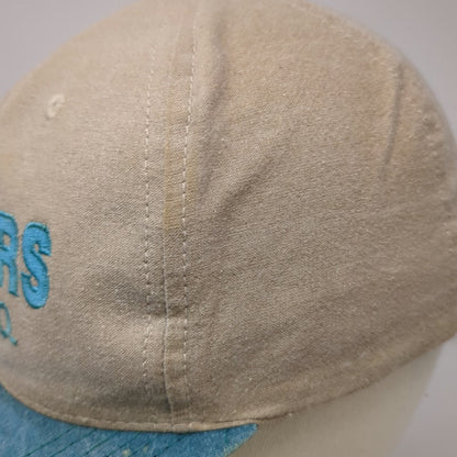 Rogers Seed Co Snapback Hat Beige Blue One Size Made in USA Canvas Denim Work