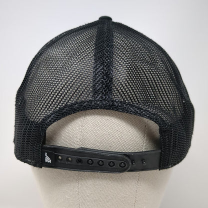 MISSION43 Trucker Hat Black One Size Snapback Mesh Flat Brim Logo Patch Lead