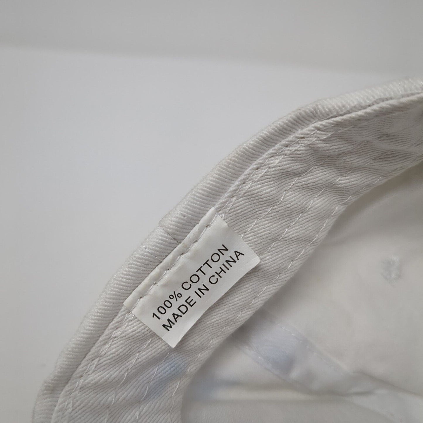 Saintnine Strapback Hat White One Size Adjustable Embroidered 6 Panel Cotton