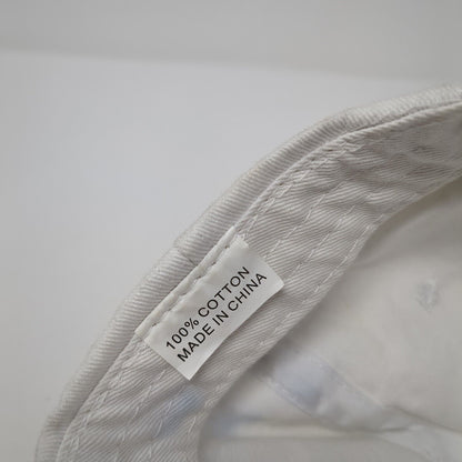 Saintnine Strapback Hat White One Size Adjustable Embroidered 6 Panel Cotton