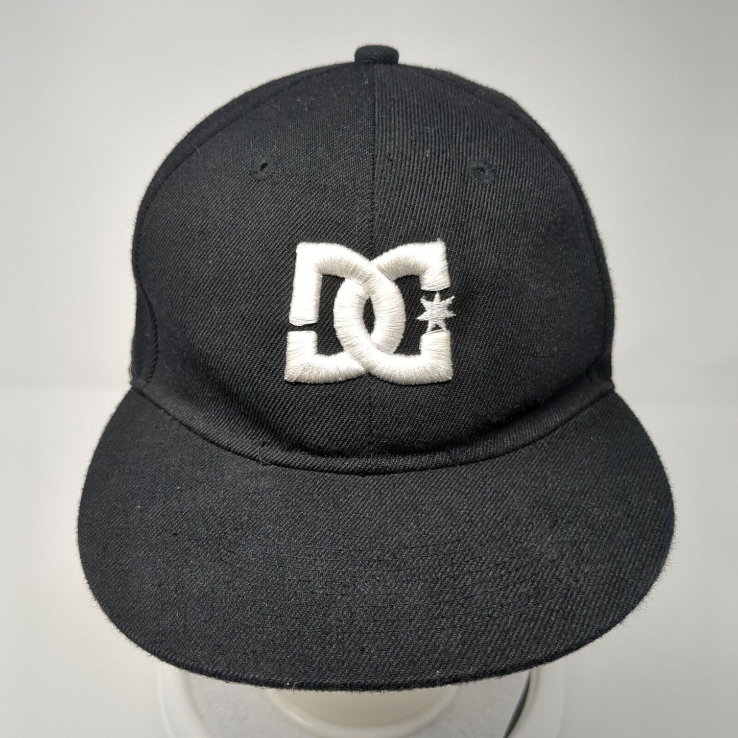DC Fitted Hat Black 7 1/2 Embroidered Logo Solid Vent Holes L.O.G.R