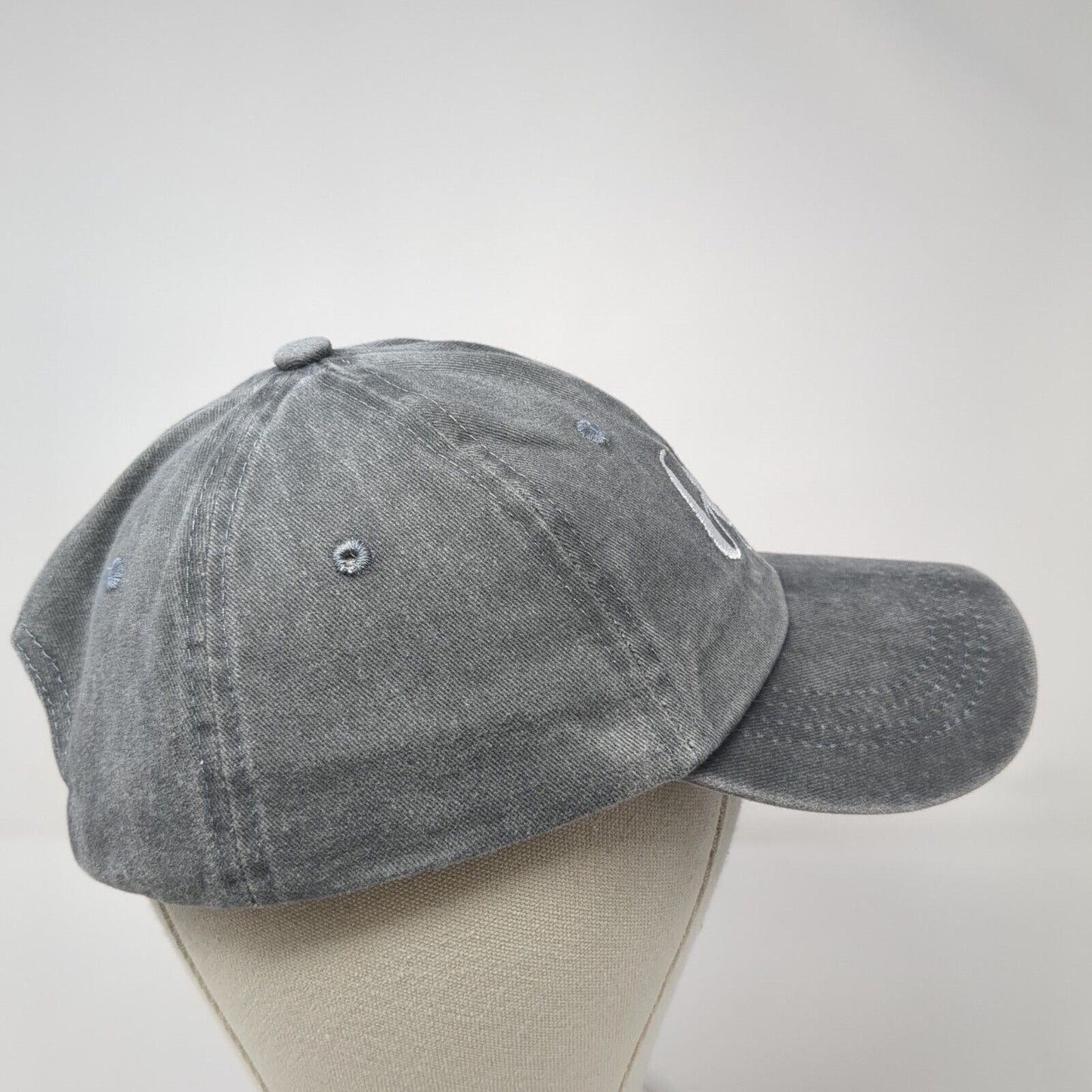 Gigi Slideback Hat Gray One Size Adjustable Embroidered Vented Holes 6 Panel