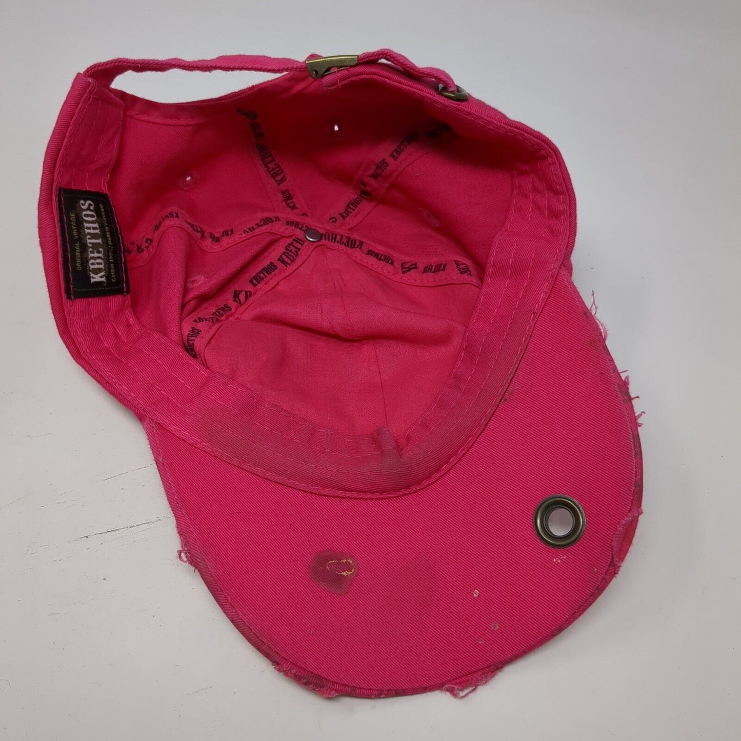 Butterfly Rhinestone Bling Slideback Hat Pink One Size Adjustable Distressed