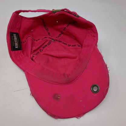 Butterfly Rhinestone Bling Slideback Hat Pink One Size Adjustable Distressed