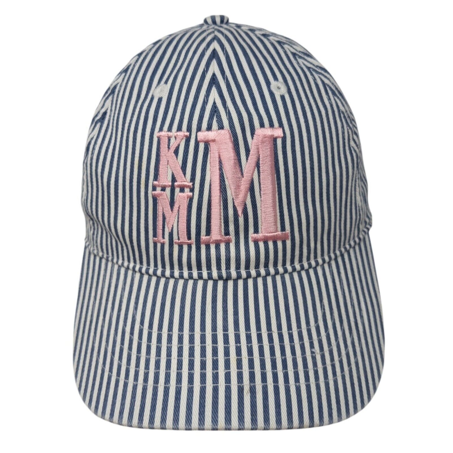 KMM Strapback Hat Multicolor One Size Adjustable Striped Embroidered 6 Panel