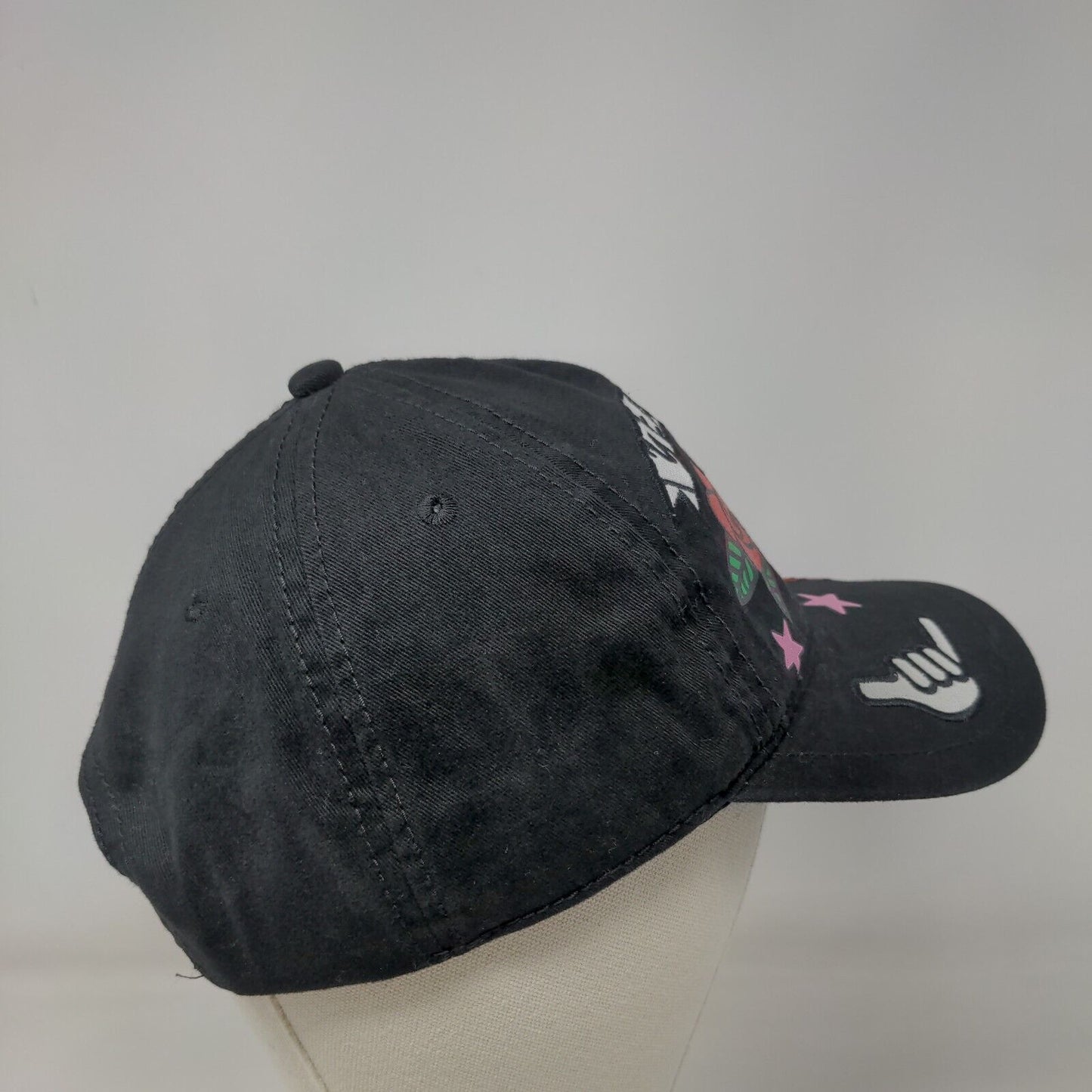 Yeah Shaka Sign Rose Wink Snapback Hat Black One Size Adjustable Embroidered