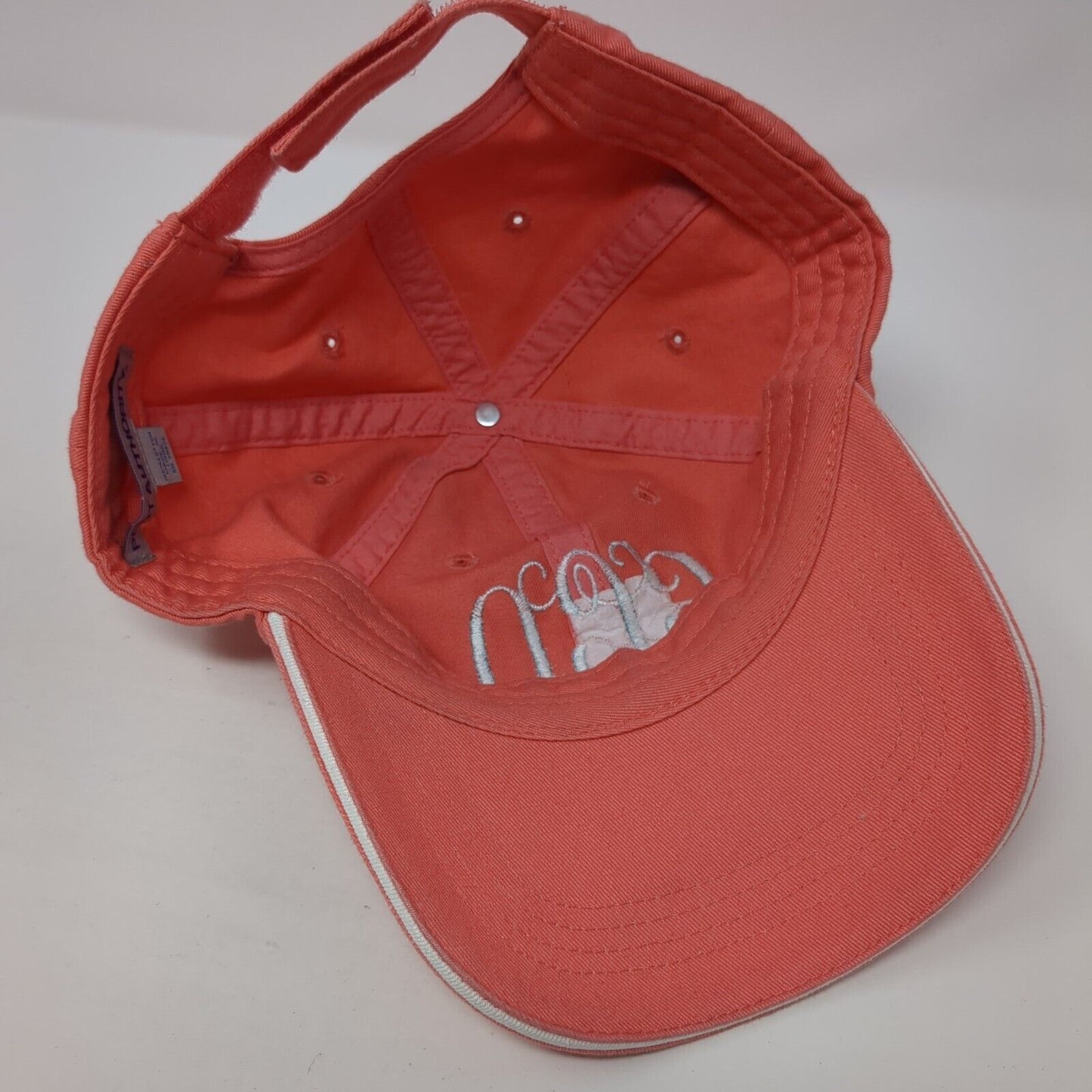 Monogram Strapback Hat Pink One Size Adjustable Embroidered Port Authority