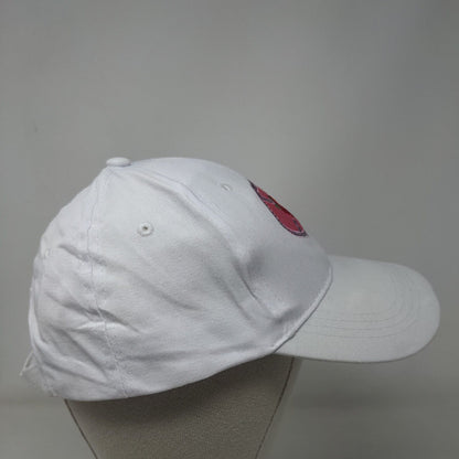 Rose Strapback Hat White One Size Embroidered Adjustable 6 Panel