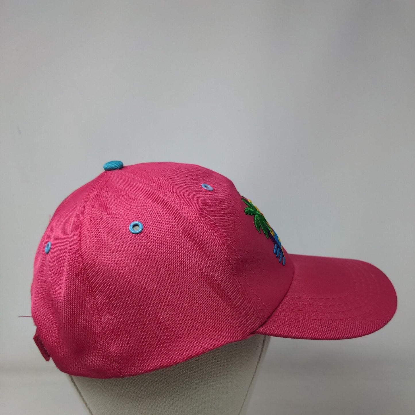 Palm Trees Strapback Hat Pink One Size Adjustable Embroidered 6 Panel SOL
