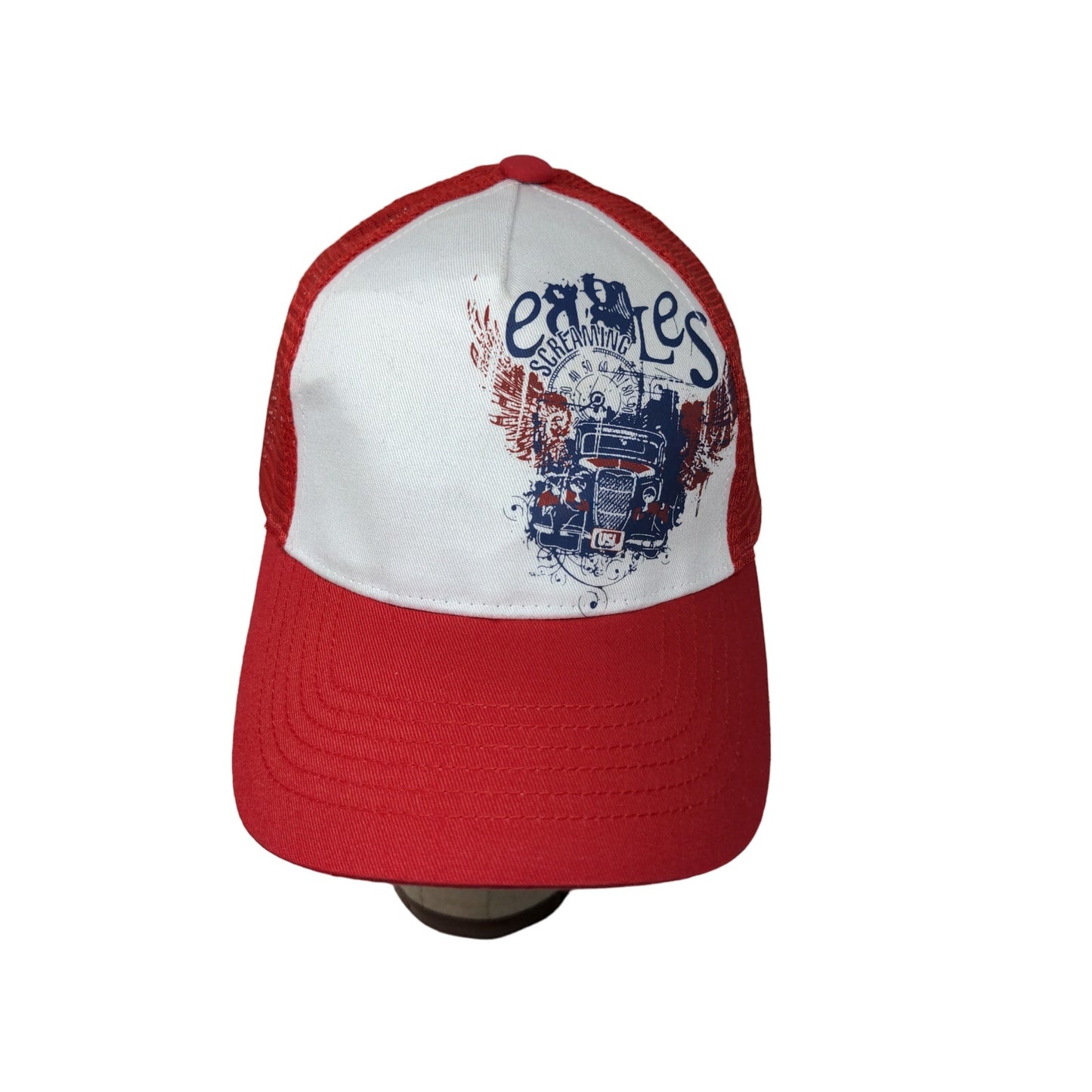 Screaming Eagles Meshback Snapback Trucker Hat OSFA Red & White