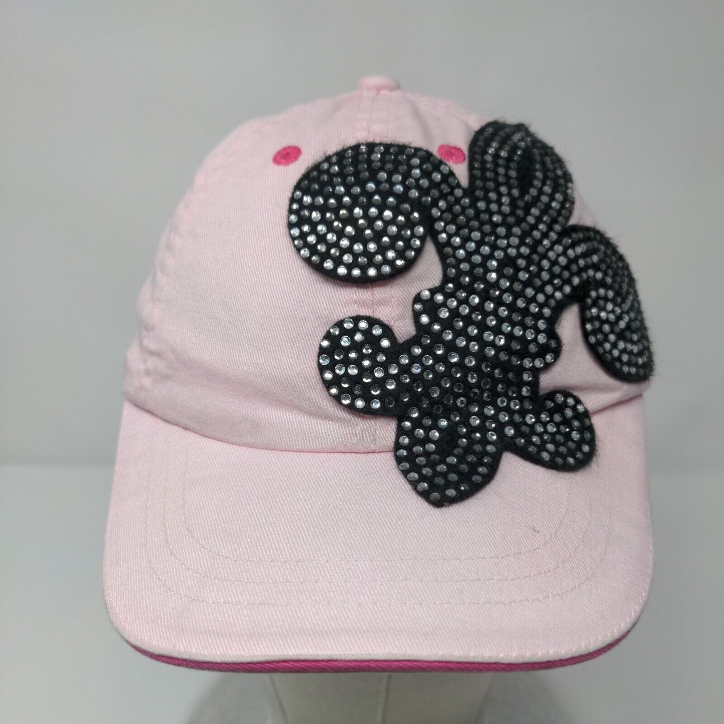 Fleur-de-lis Bejeweled Strapback Hat Pink 54cm Adjustable 6 Panel Cotton