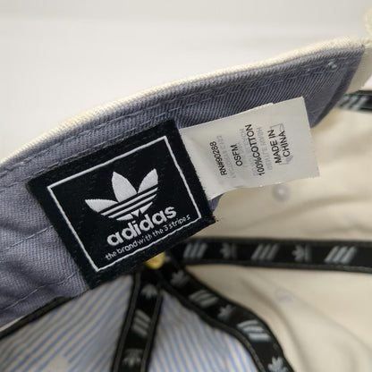Adidas Trefoil Logo Baseball Cap White One Size Slideback Cotton Pinstripe Hat