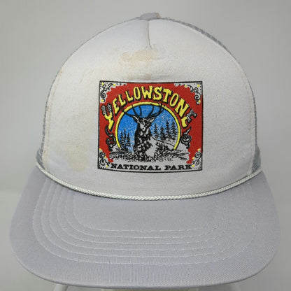 Gray One Size Trucker Hat Yellowstone National Park Elk Patch Mesh Rope Snapback