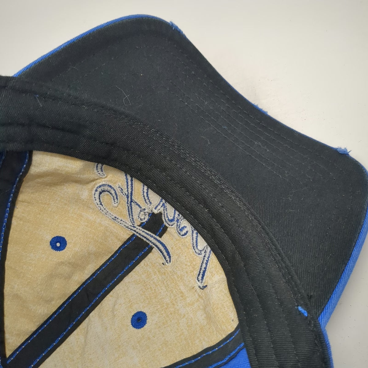 Ford Blue One Size Baseball Cap Slideback Hat Frayed Brim Contrast Stitching