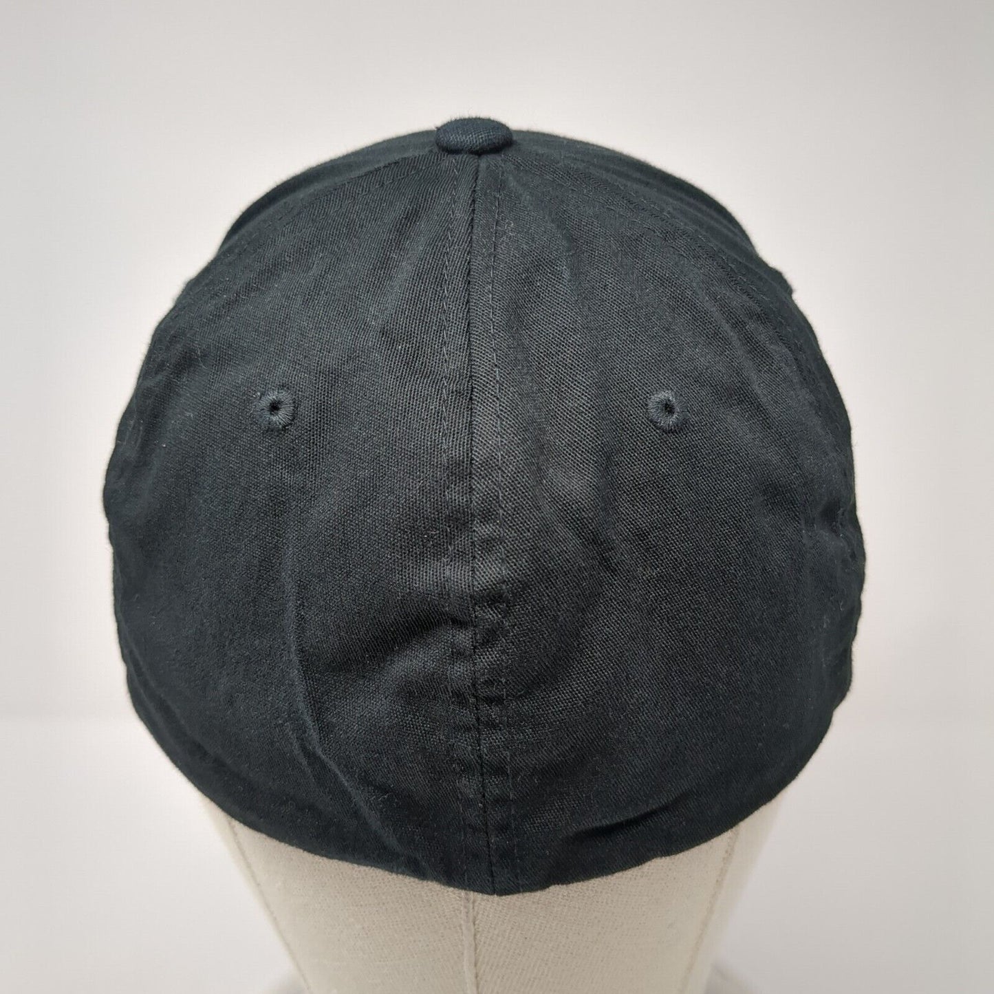 Flag Fitted Hat Black Large-XL Flexfit Stretch 6 Panel Solid Yupoong