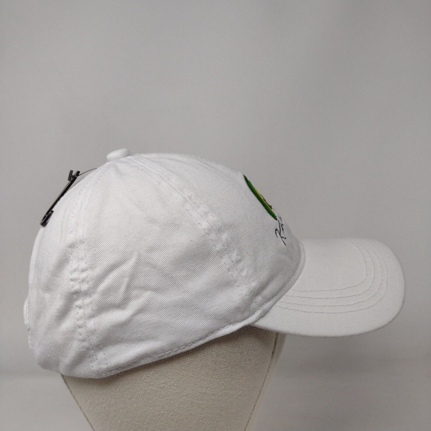 Kiss Me I'm Irish Slideback Hat White OSFM Embroidered Clover David and Young