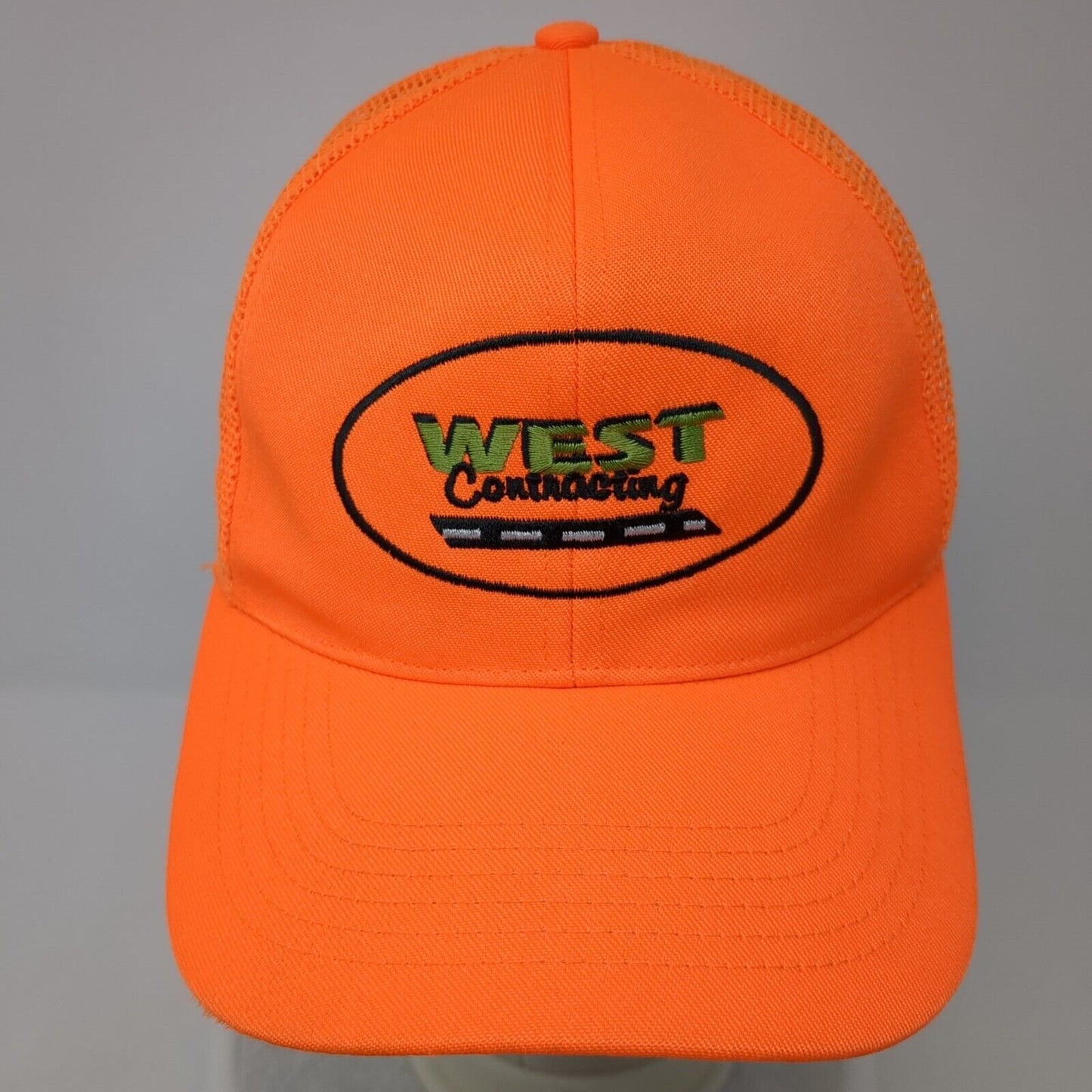 West Contracting Snapback Mesh Back Trucker Hat Orange One Size 6 Panel