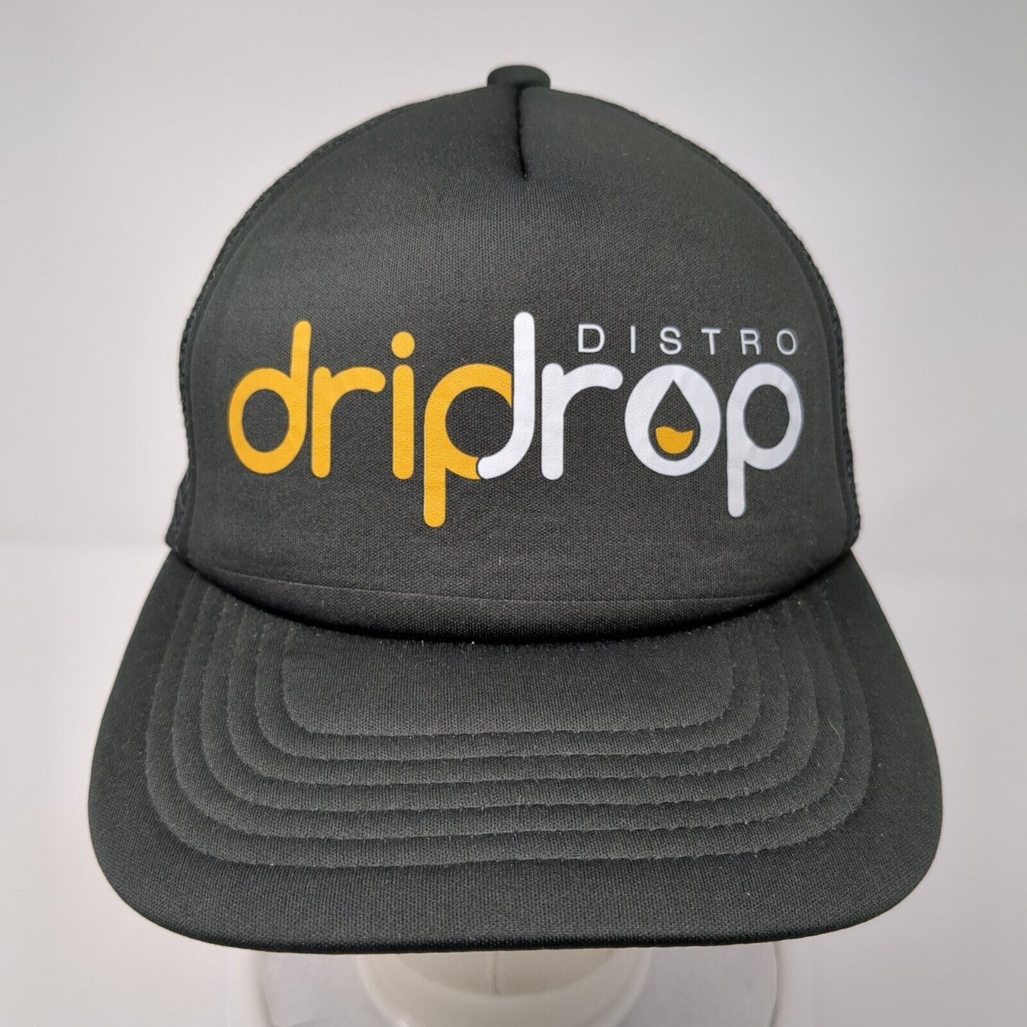 Drip Drop Distro Snapback Trucker Hat Black One Size Mesh Back Solid