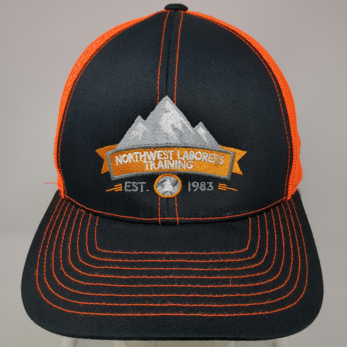 Pacific Snapback Black Orange One Size Northwest Laborers Training Mesh Hat