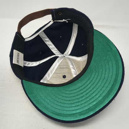 Ebbets Field Cap Blue Wool Leather Strap Green White LA Hat Vintage W/Tags