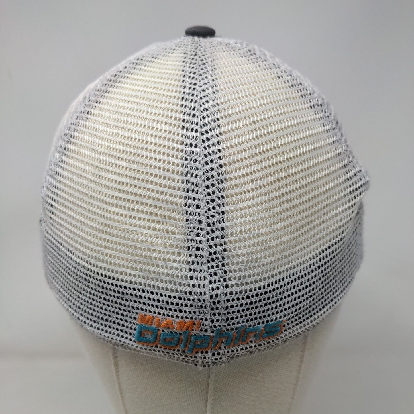 Miami Dolphins Fitted Mesh Back Hat NFL '47 Brand 3D Patch Logo Gray Size S-M