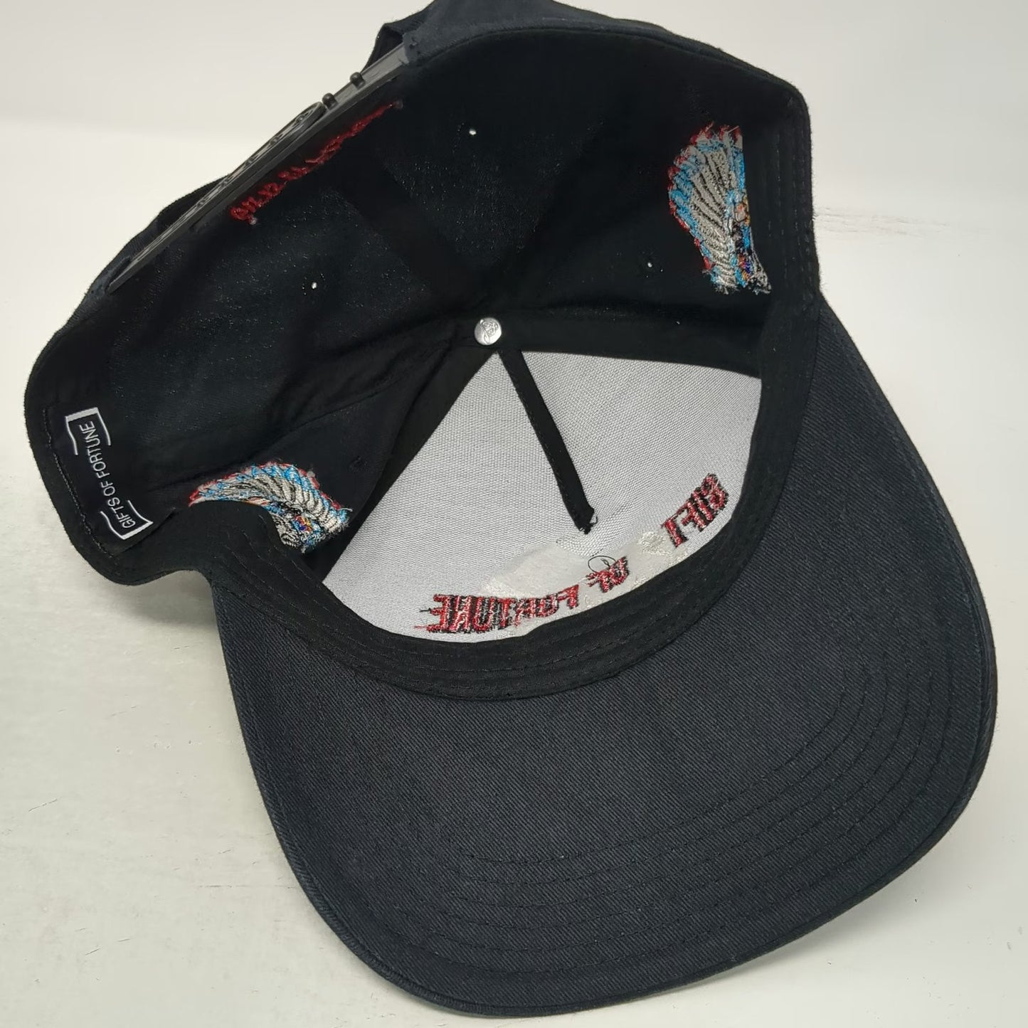 Gifts of Fortune 5 Panel Black One Size Hat Skull Headdress Snapback Warriors