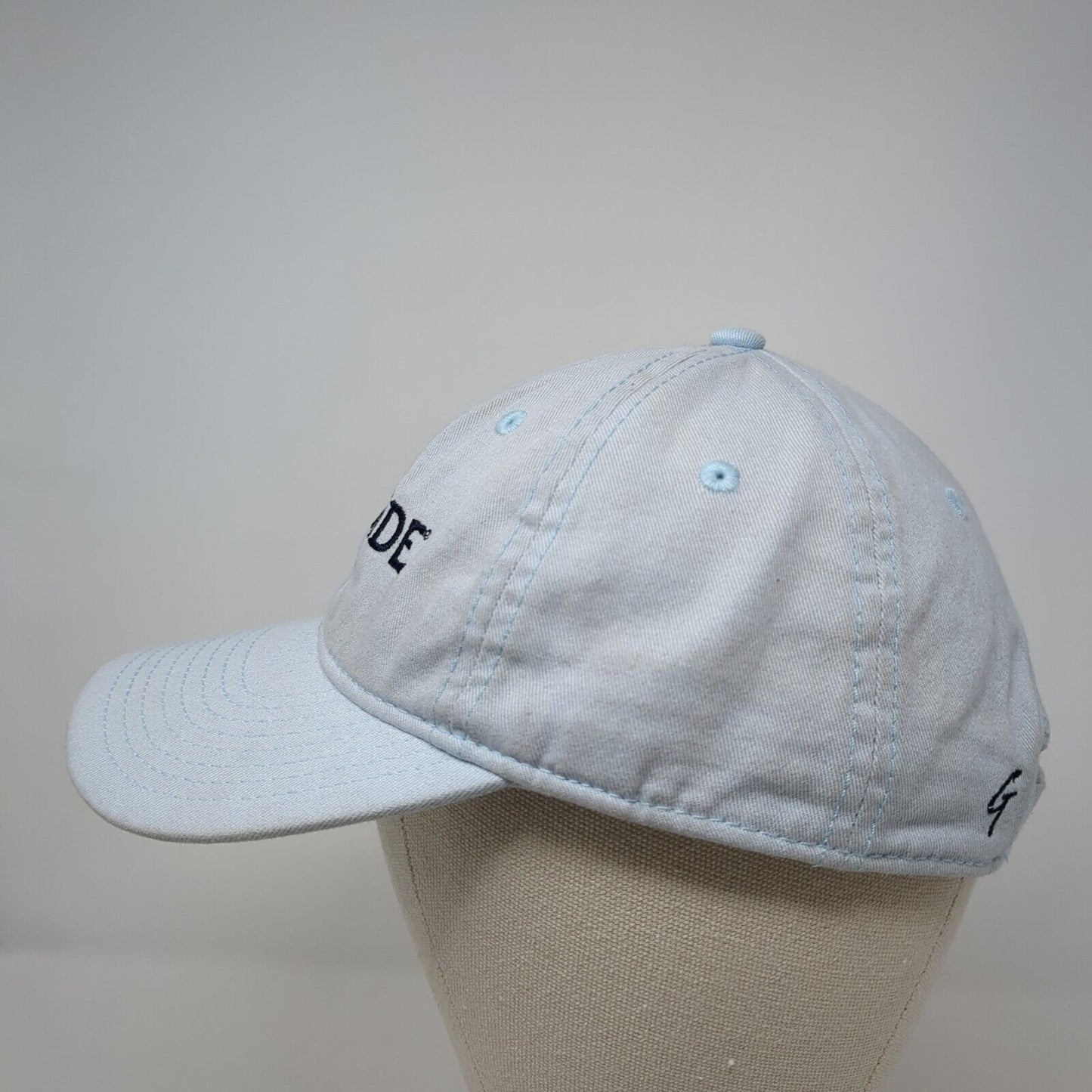 Sea Side Strapback Hat Blue One Size Adjustable Embroidered Vented Holes 6 Panel