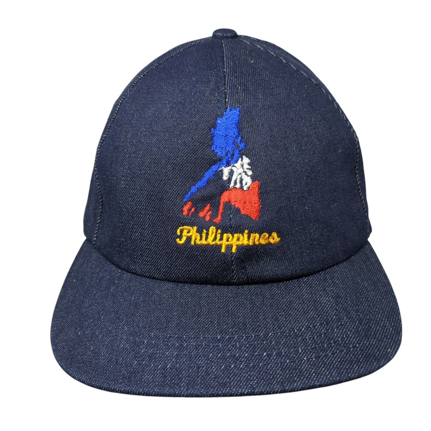 Philippines Slideback Hat Blue One Size Adjustable Embroidered Denim 6 Panel