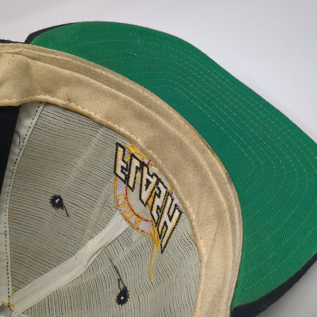 New Era Snapback Black L Cast & Flash Crew Green Underbrim Made in USA Hat