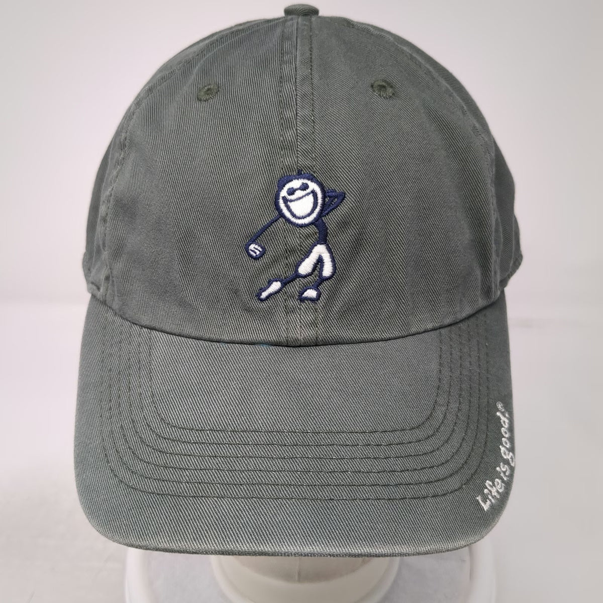 Life is Good Baseball Cap Green One Size Slideback Stick Figure Golfer Hat