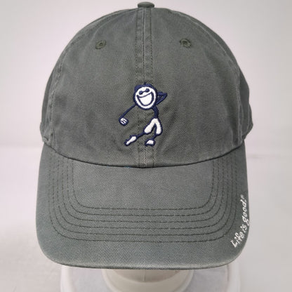 Life is Good Baseball Cap Green One Size Slideback Stick Figure Golfer Hat
