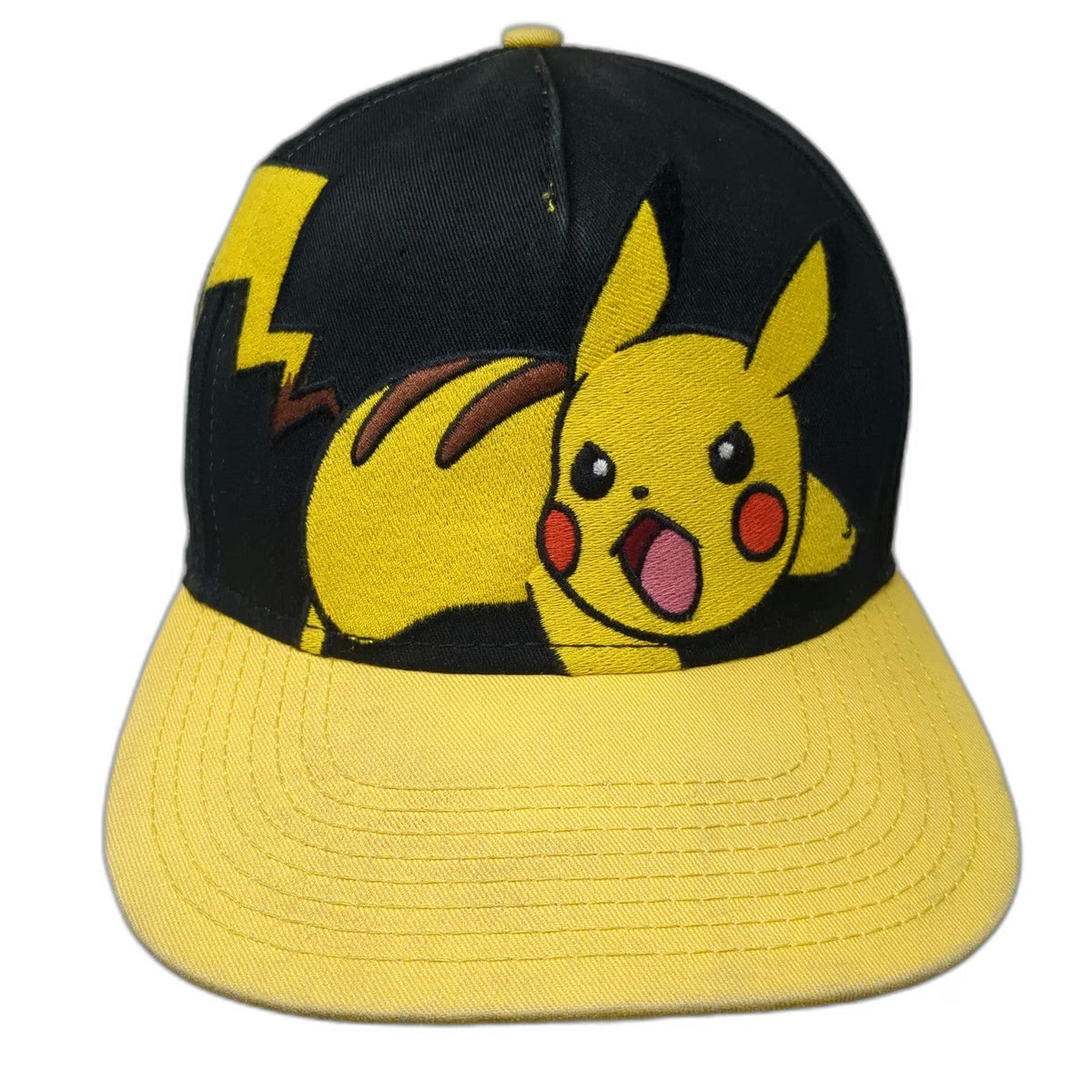 Pokemon 5 Panel Black One Size Pikachu Embroidery Snapback Hat Anime Nintendo