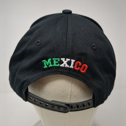 M Mexico Flag Snapback Hat Black One Size Adjustable Embroidered