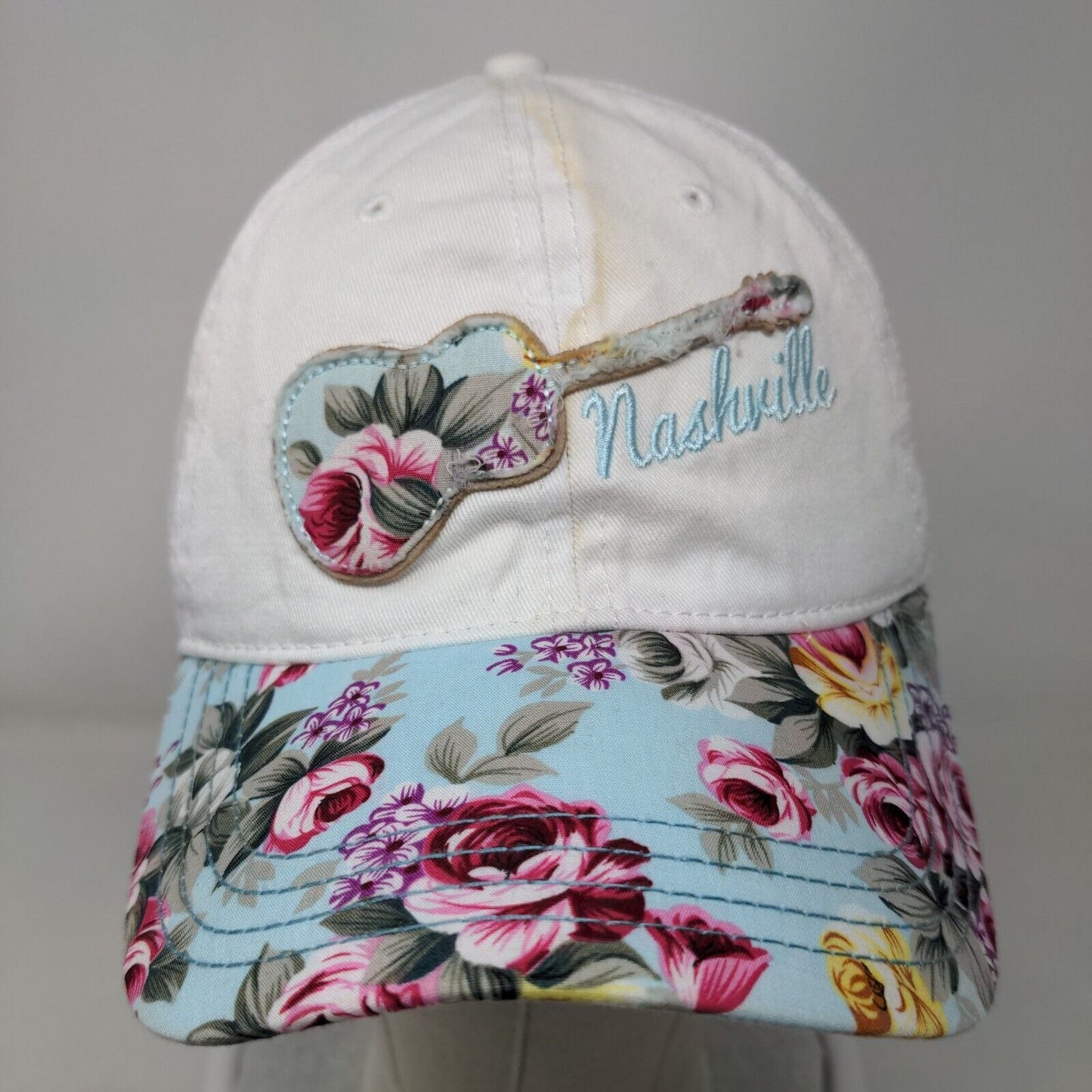 Nashville Floral Guitar Strapback Hat Multi One Size Embroidered Adjustable