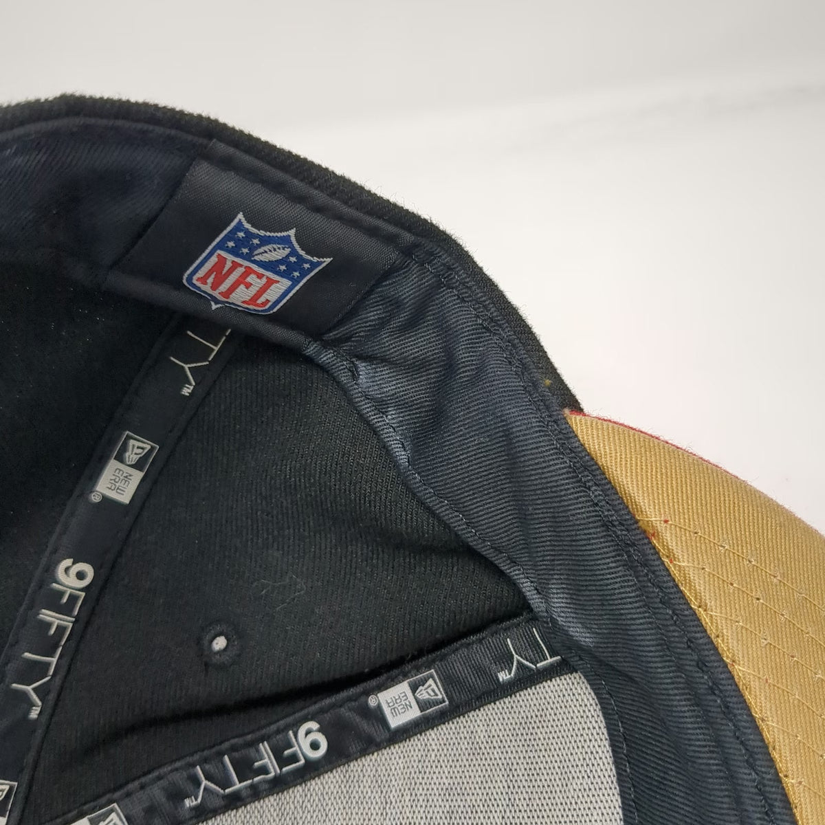 New Era NFL San Francisco 49ers Snapback Hat Black Red One Size Gold Undervisor