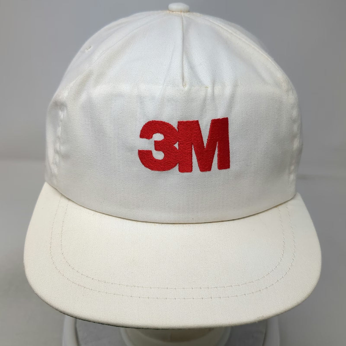 Cap America 5 Panel White 3M Red Logo Green Underbrim Snapback Hat Vintage