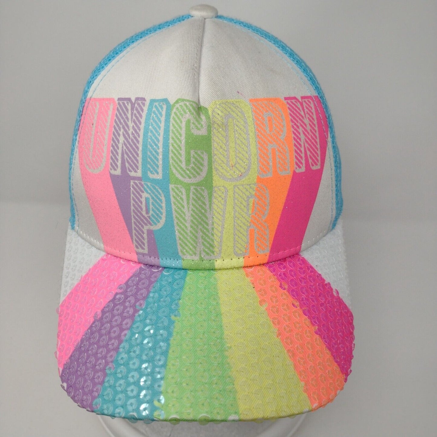 Unicorn PWR Snapback Trucker Hat Multicolor OSFA Mesh Back Claire's