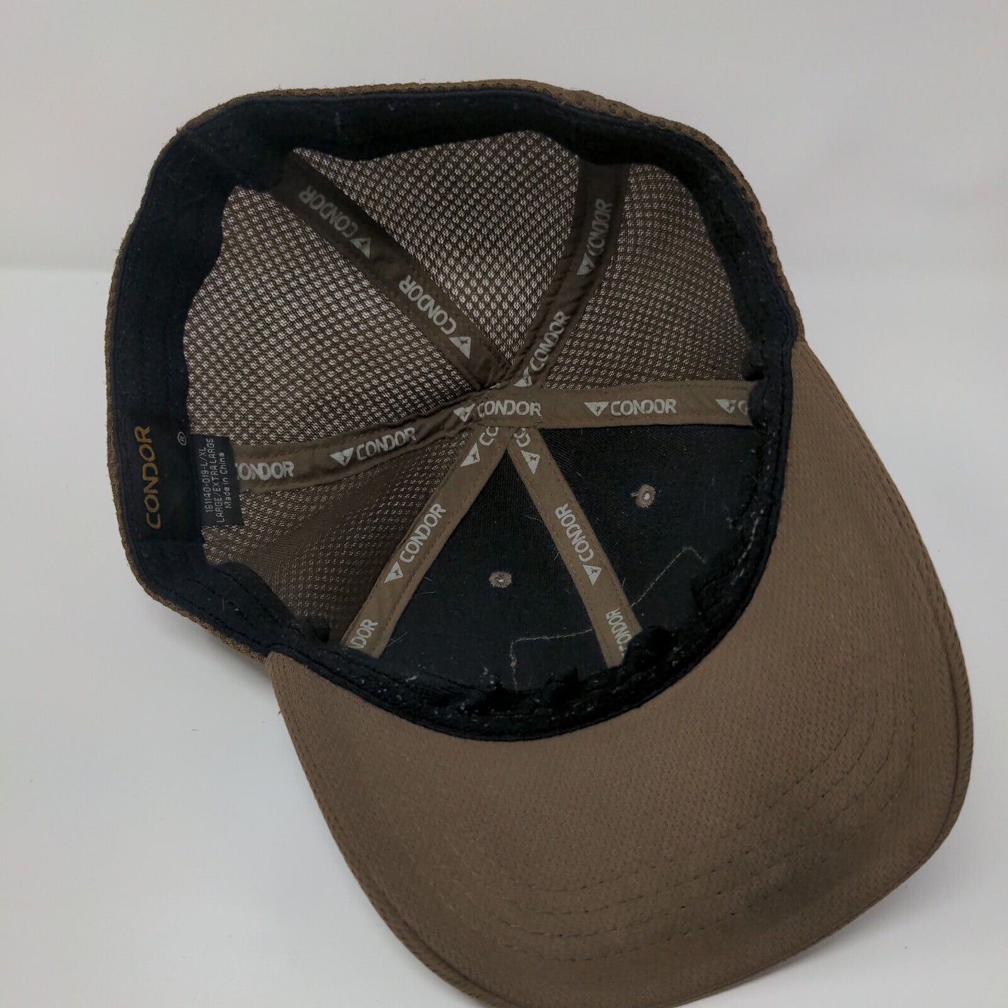 Condor Patch Fitted Mesh Back Hat Brown L/XL Vent Holes 6 Panel