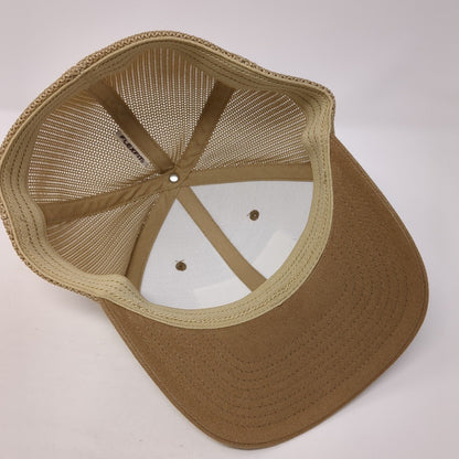 Columbia Tree Flag Fitted Trucker Hat Tan OS Embroidered Patriotic Mesh Flexfit